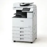 Floor-standing multifunction office copier with paper trays