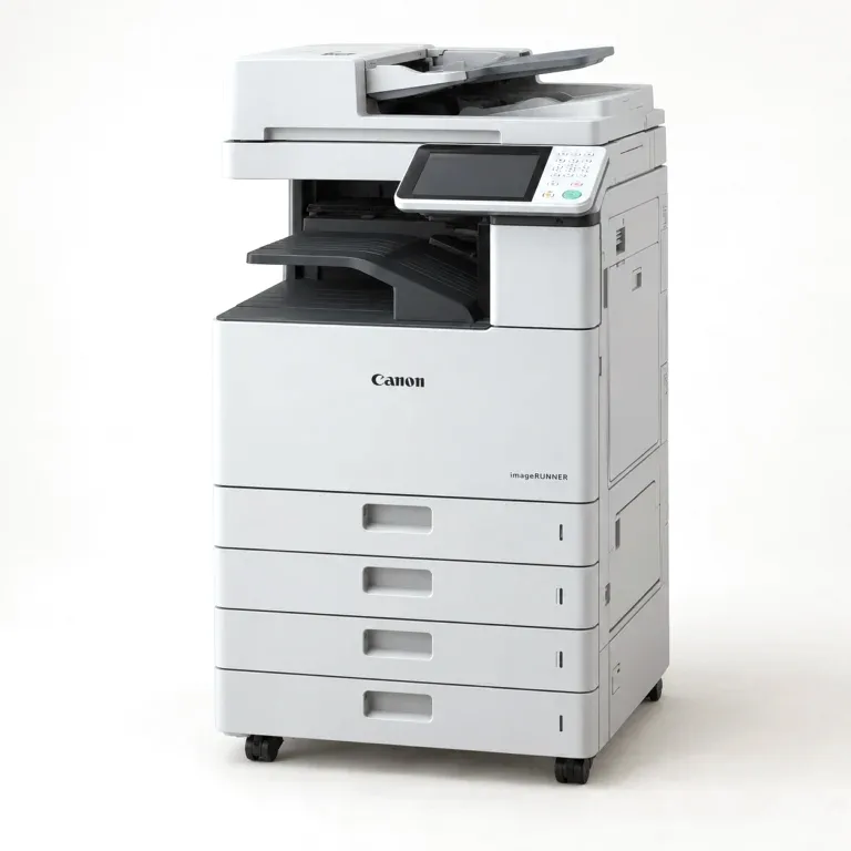 Floor-standing multifunction office copier with paper trays