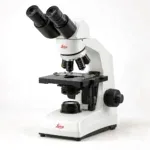 White binocular laboratory microscope
