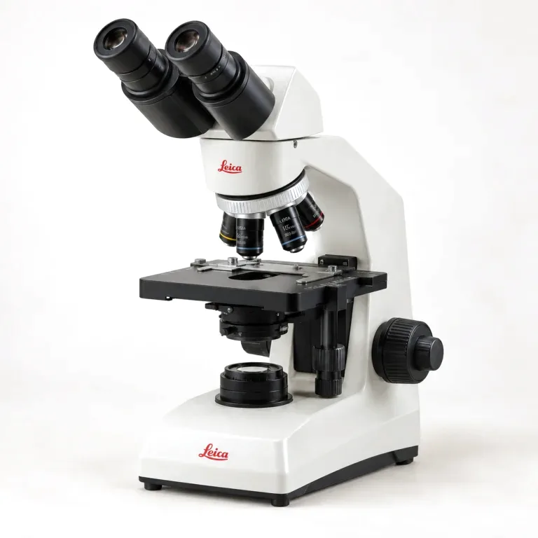 White binocular laboratory microscope