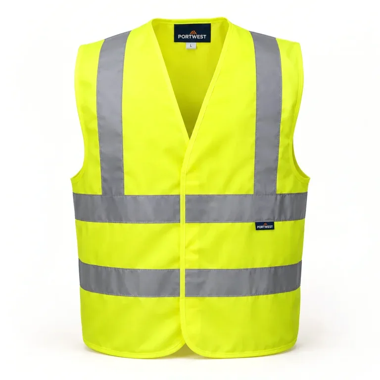 Fluorescent yellow vest with reflective strips
